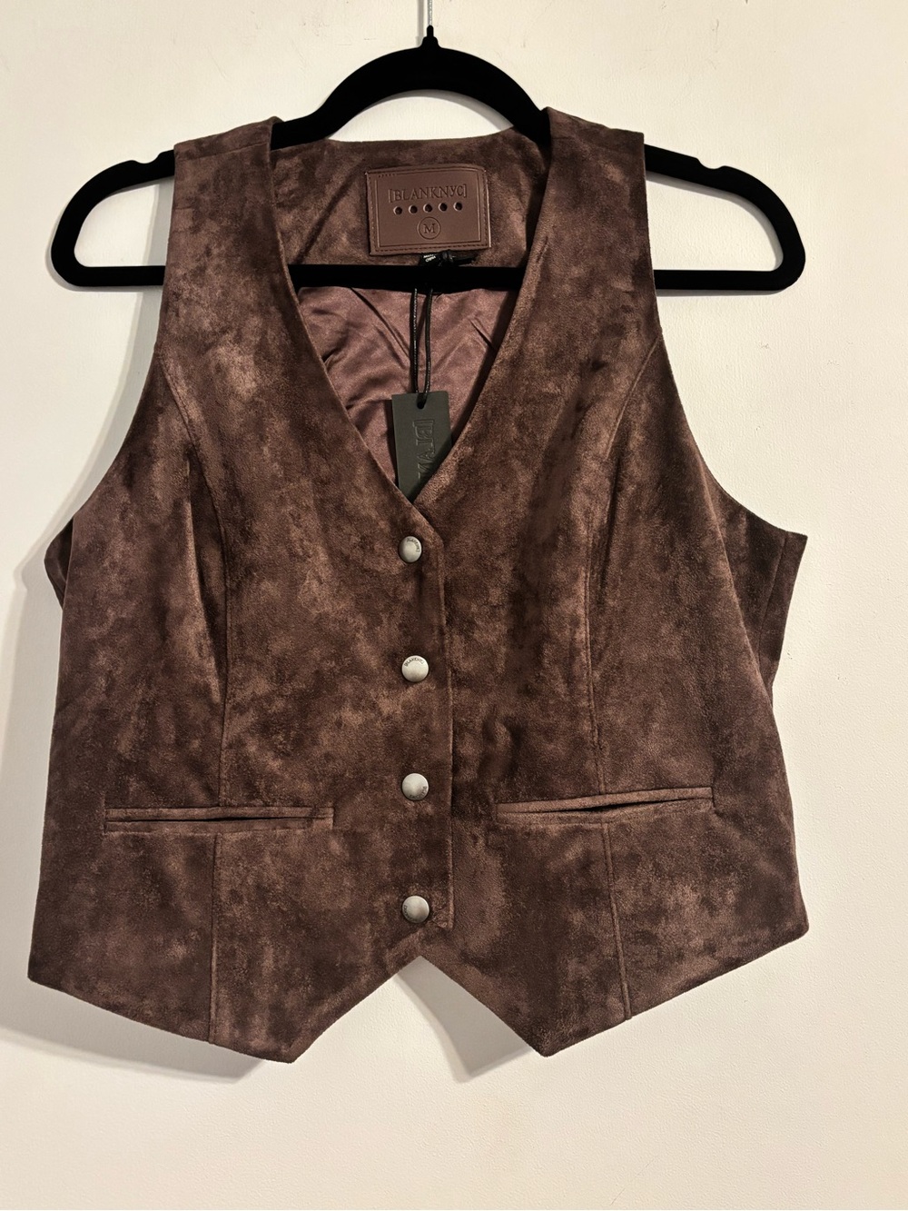 Blank NYC Brown Faux Suede Sleeveless Waistcoat